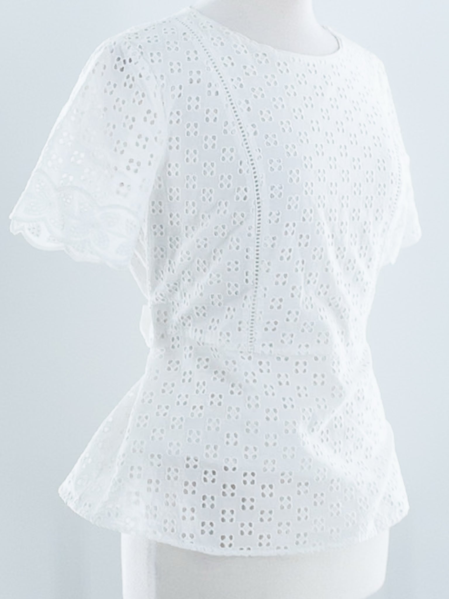 Ann Taylor White Eyelet Cotton Short Sleeve Size 6 Blouse