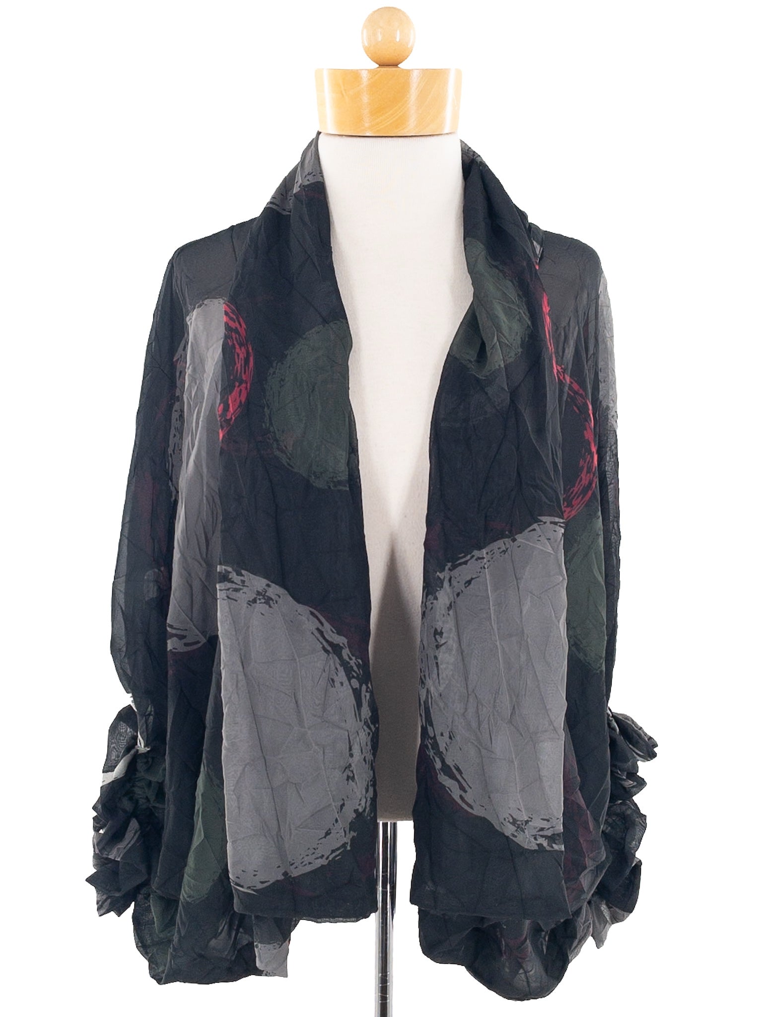 Kedem Sasson Black Gray Print Polyester Size One Size Blazer