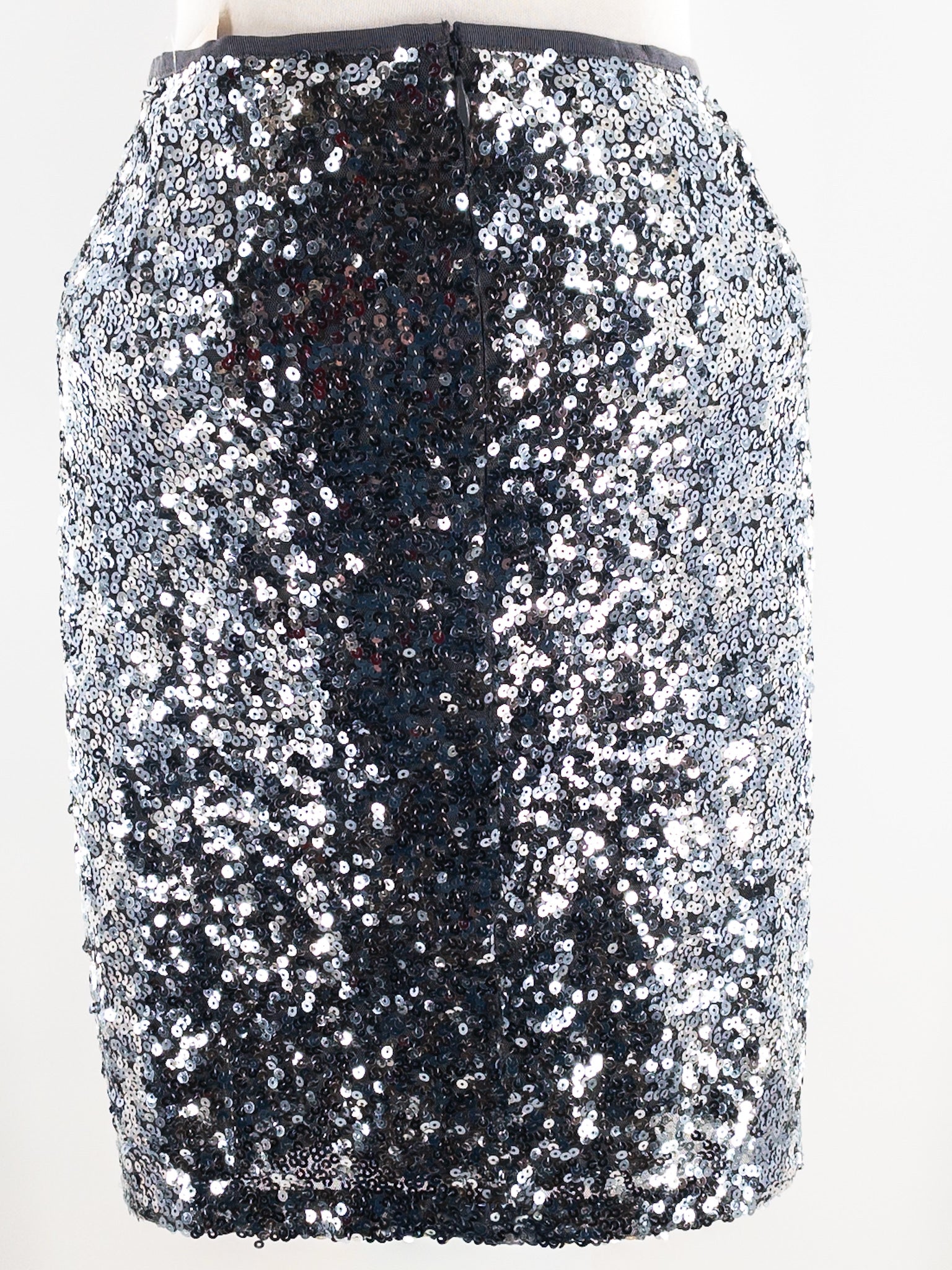 White House Black Market Silver Metallic Sequin Size 12 Skirt