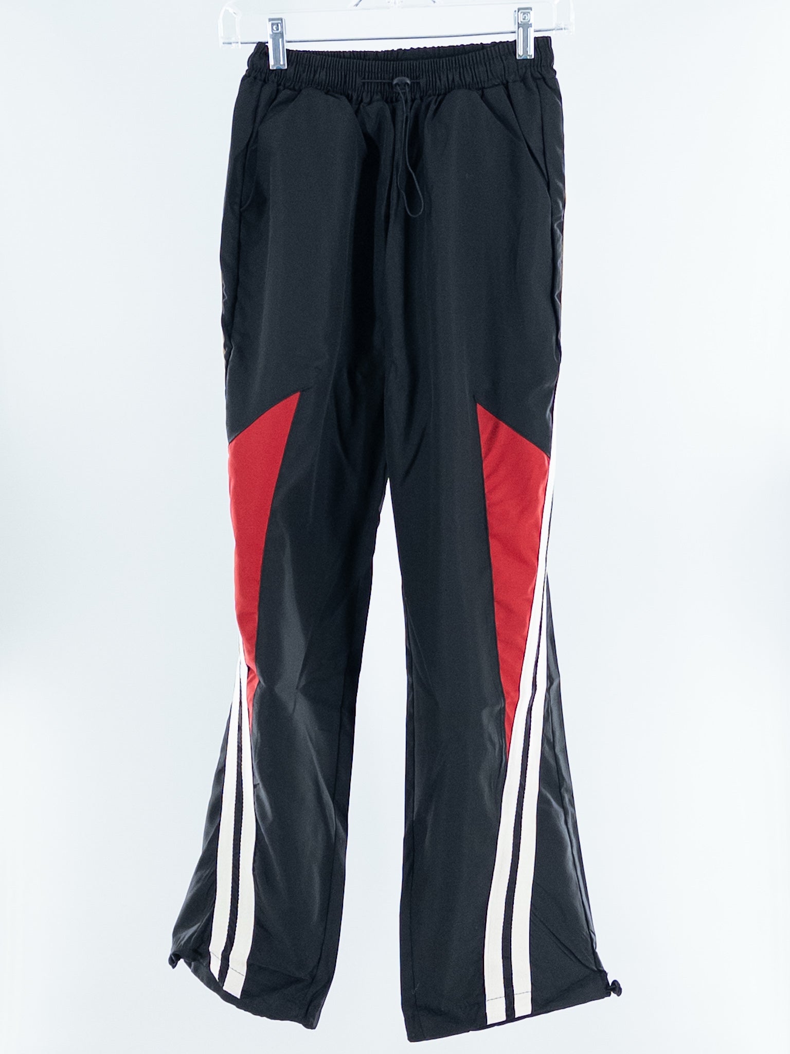 Black Red Stripe Polyester Size L Pants/Active