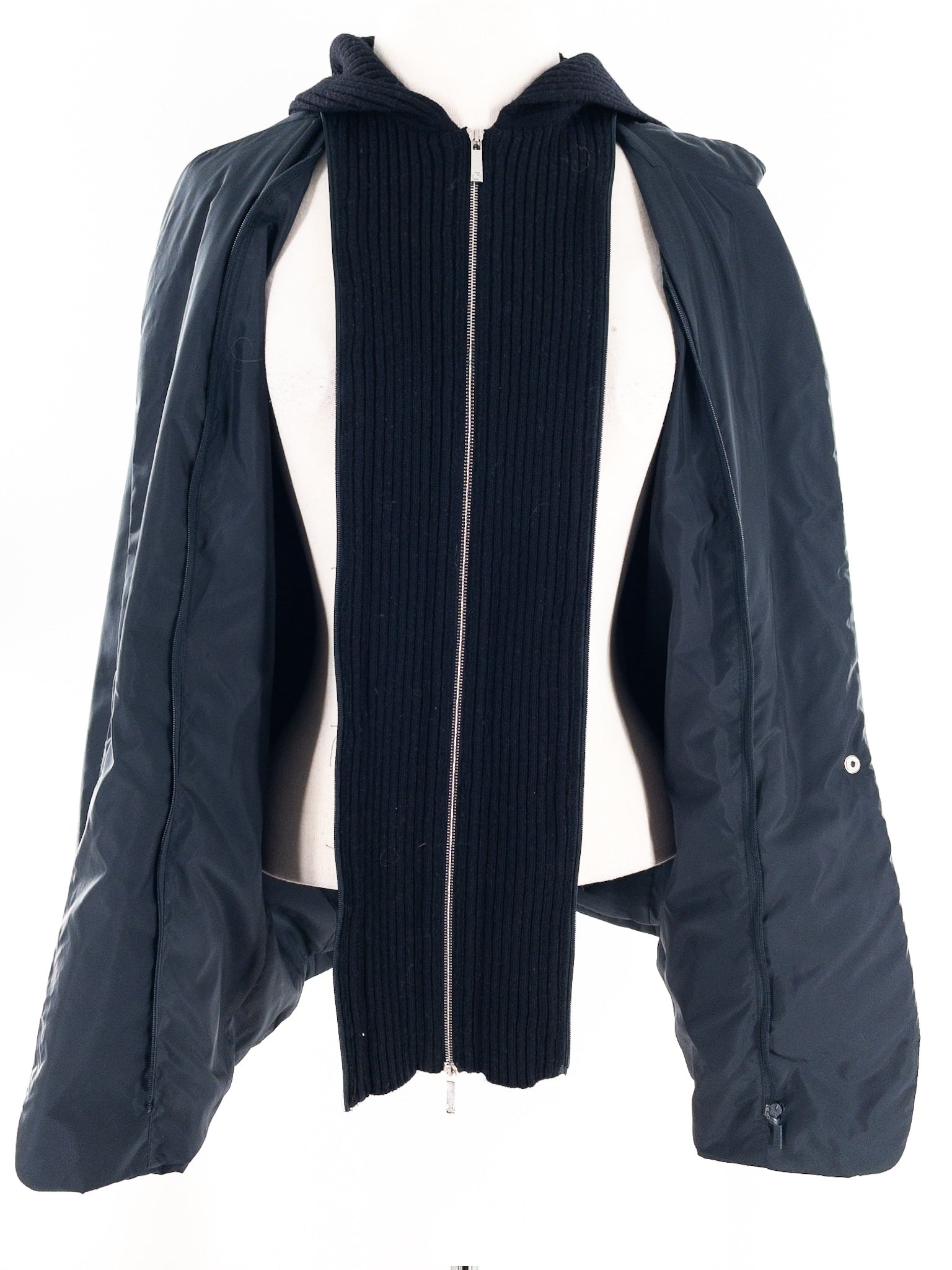 Lafayette 148 Navy Hooded Polyester Size M Jacket