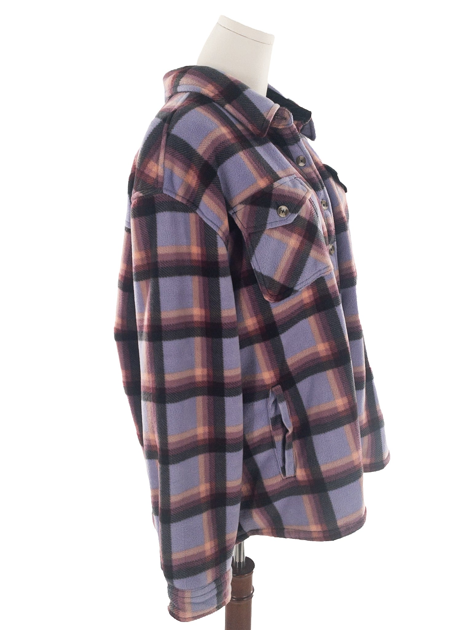Sage Collective Lavender Plaid Fleece Size XXL Shacket