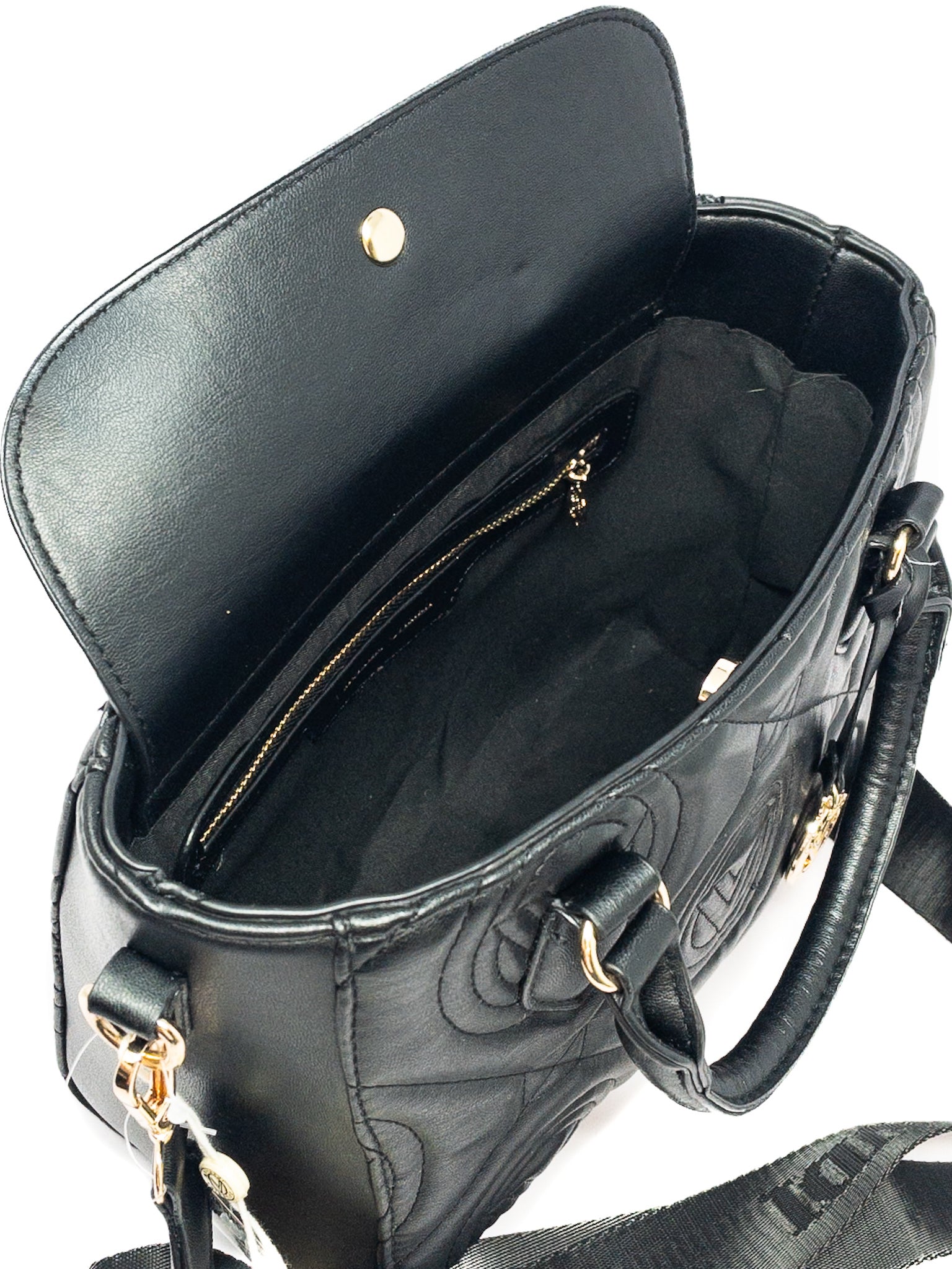 Valentino Orlandi Black Embossed Vegan Leather Purse